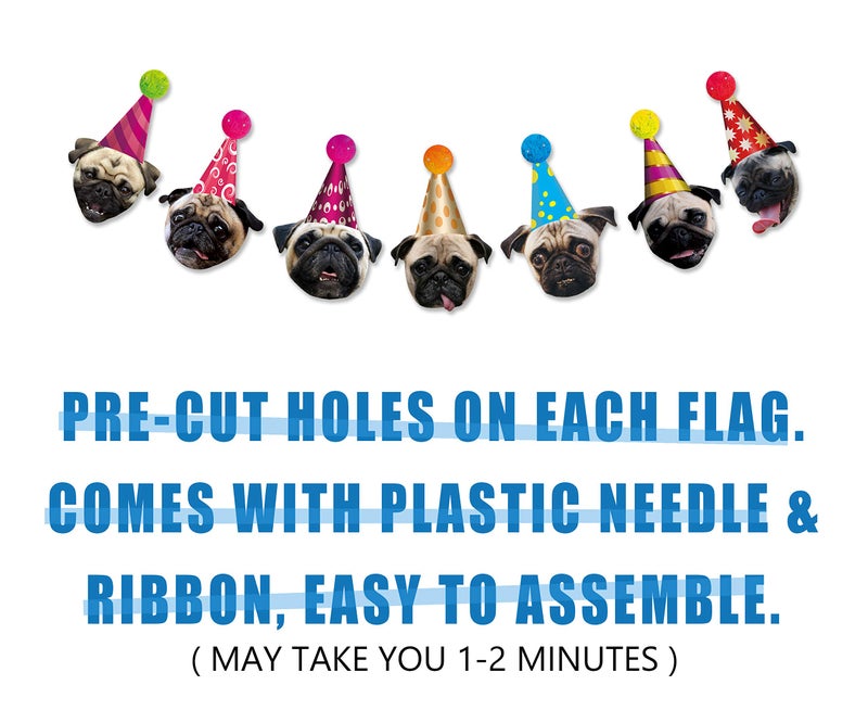 Silvima Pug Birthday Banner & Garland - Pug Bday Party Decoration - Image 3